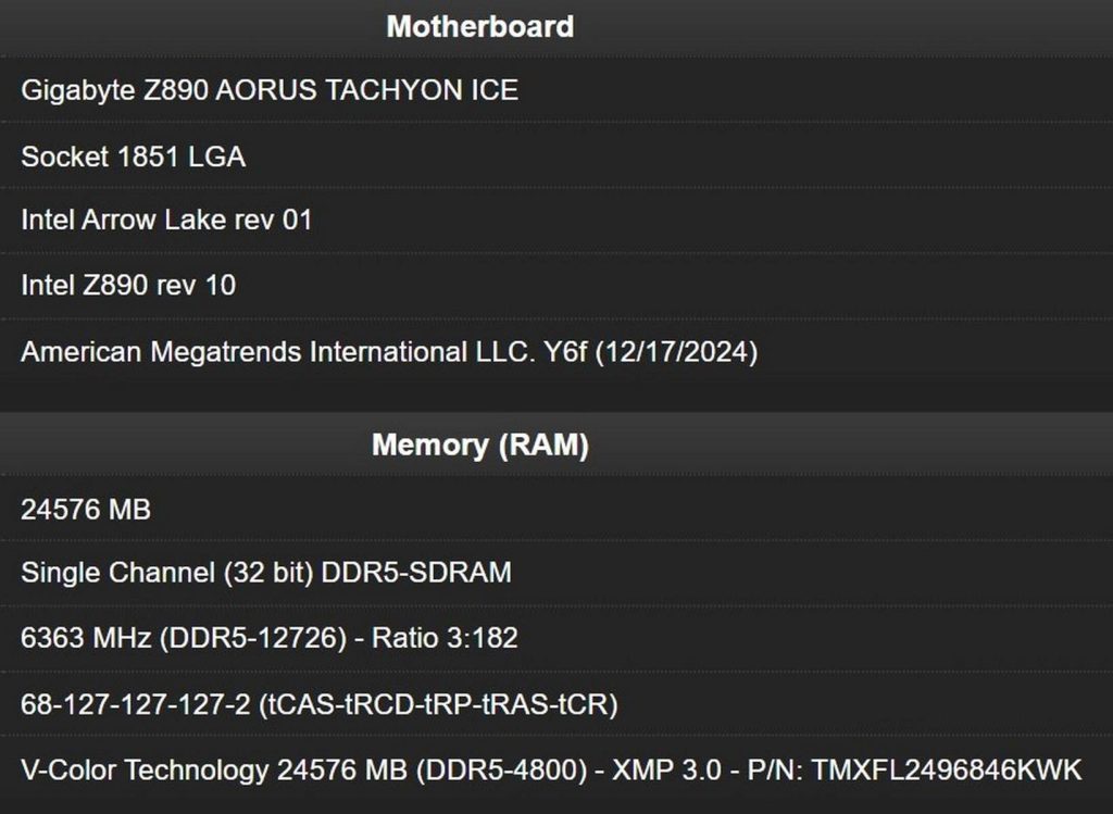 Gigabyte побила рекорд разгона DDR5 с помощью материнской платы LGA1851 с уникальным сокетом