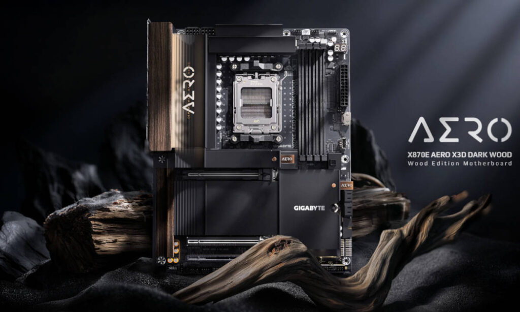 GIGABYTE X870E AERO X3D DARK WOOD – премиальная материнская плата с уникальным дизайном